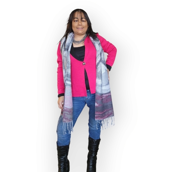 PINK AND GREY SCARF WOMENS - Picture 3 of 3